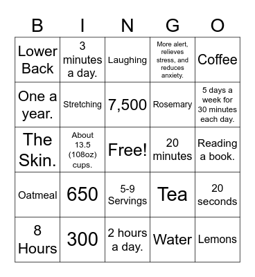Safety Bingo Card