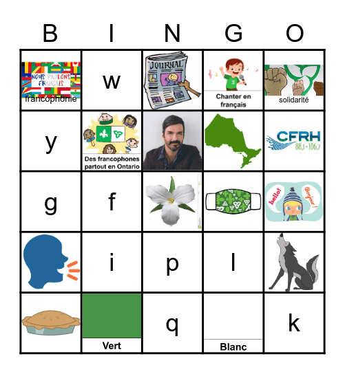 Journée des Franco-Ontariens et Franco-Ontariennes Bingo Card