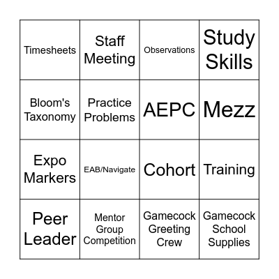 SSC Bingo Card