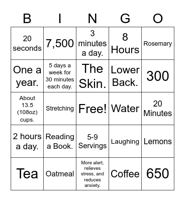 Safety Bingo Card