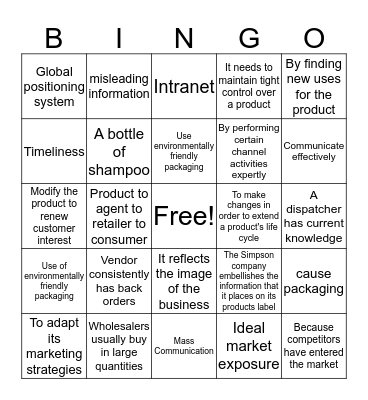 Marketing 3.01 & 3.07 Bingo Card