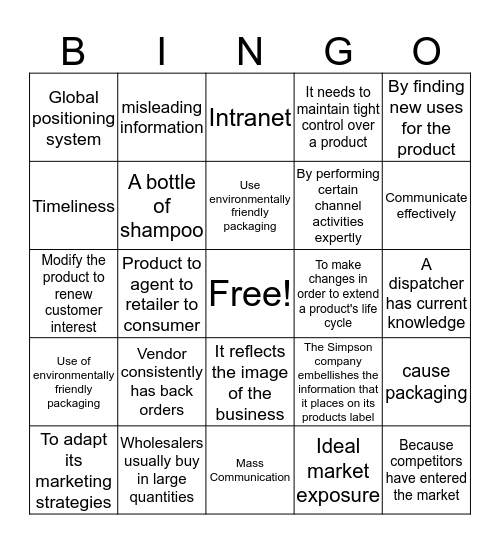 Marketing 3.01 & 3.07 Bingo Card