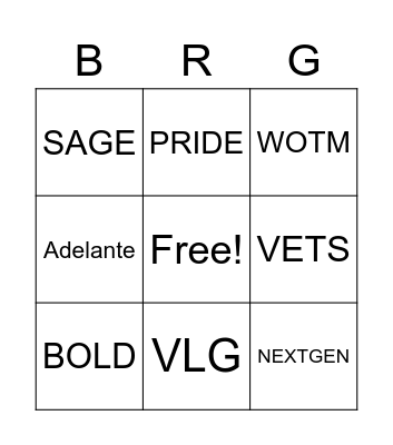 BRG RUSH WEEK Bingo Card
