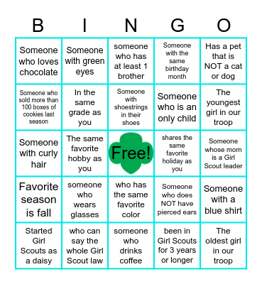 Girl Scout Bingo Card