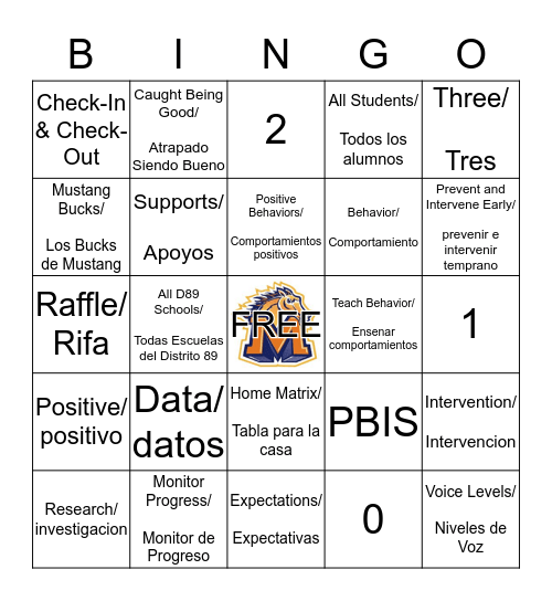 P.B.I.S. BINGO Card
