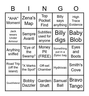 Curse of Oak Island Bingo Card