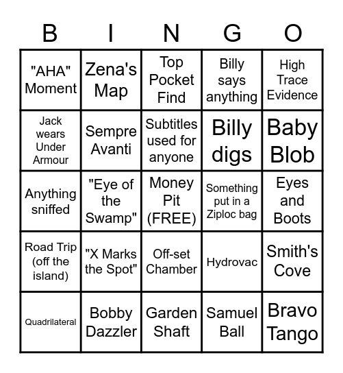 Curse of Oak Island Bingo Card