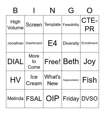 FSAL - DIAL CoP! Bingo Card