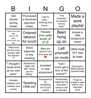 ICA/CALVERT WFH BINGO Card