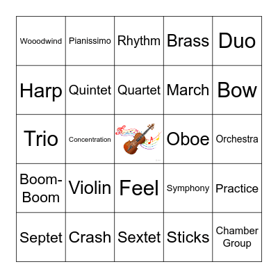 Zin, Zin, Zin, a Violin Bingo Card