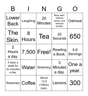 Safety Bingo Card