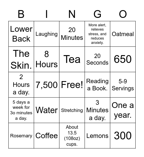 Safety Bingo Card