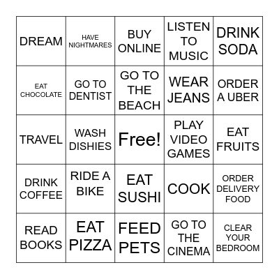 ADVERBS Bingo Card