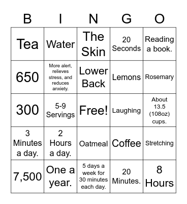 Safety Bingo Card