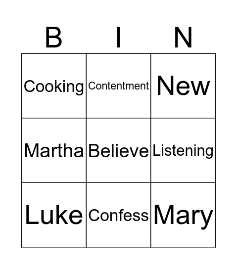 Jesus Visits Two Sisters Bingo Card