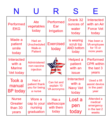 Nurses Week 2023 Bingo Card