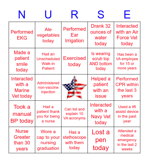 Nurses Week 2023 Bingo Card