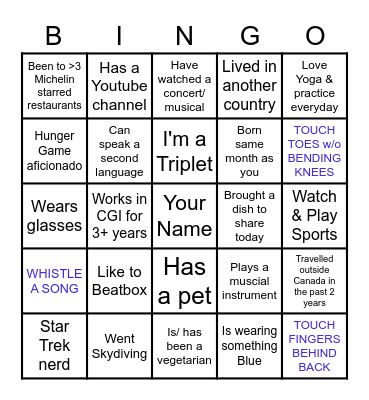 CIS Get to Know your Colleague Bingo Card