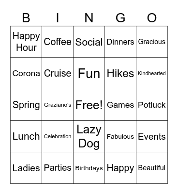 Ladies Social Group of Corona Bingo Card