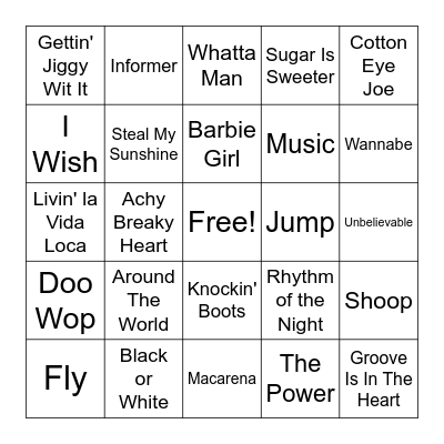 90s Dance Party Bingo Card