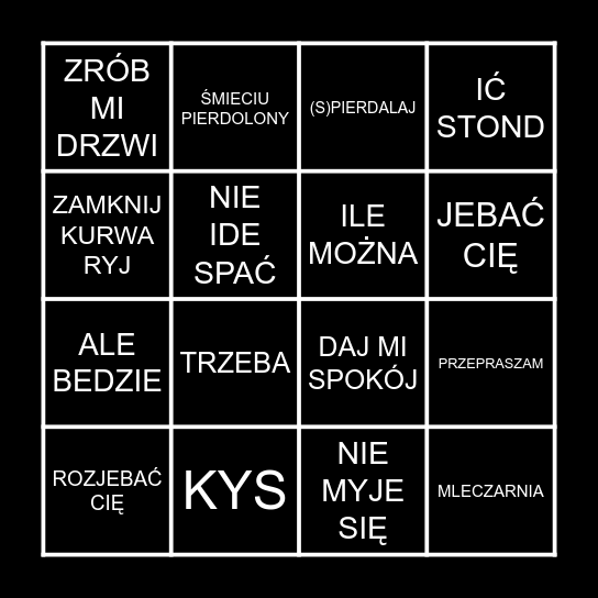 Filip Bingo Card