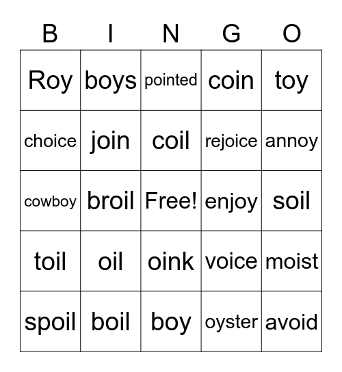 oi,oy Bingo Card