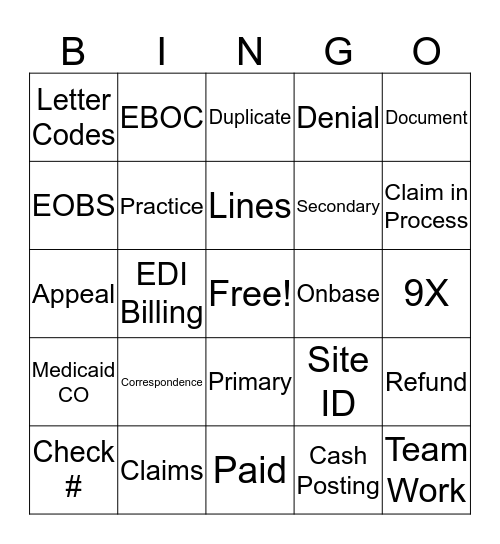 Correspondence Team Building Bingo Card