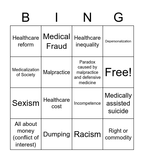Issues in Health and Medicine Bingo Card