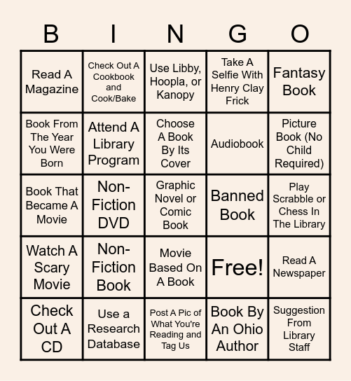 LIBRARY BINGO Card