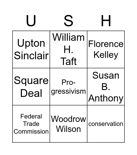USH Chapter 9 Bingo Card