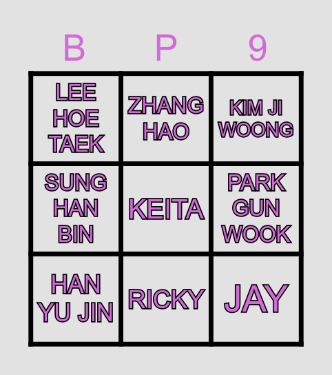 BOYS PLANET TOP9 Bingo Card
