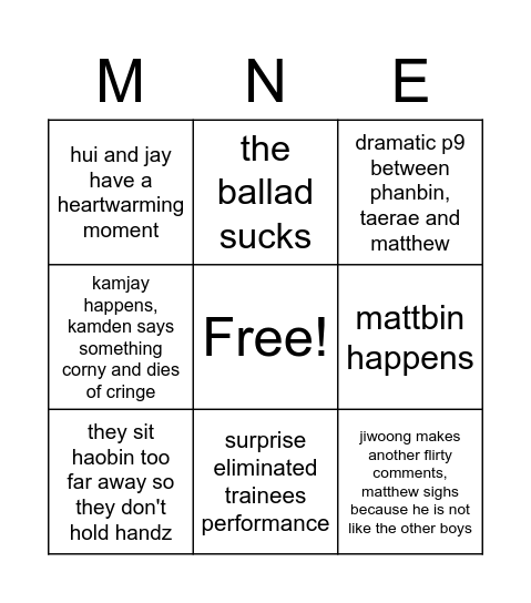 dumb things that will happen this thursday Bingo Card