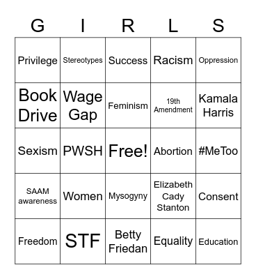 STF meeting 3 Bingo Card