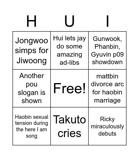 dumb things that will happen this thursday Bingo Card