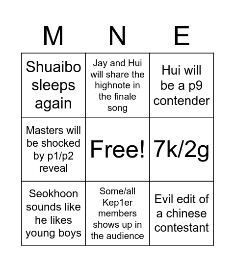 dumb things that will happen this thursday Bingo Card