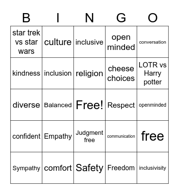 DE&I Day Bing Bingo Card