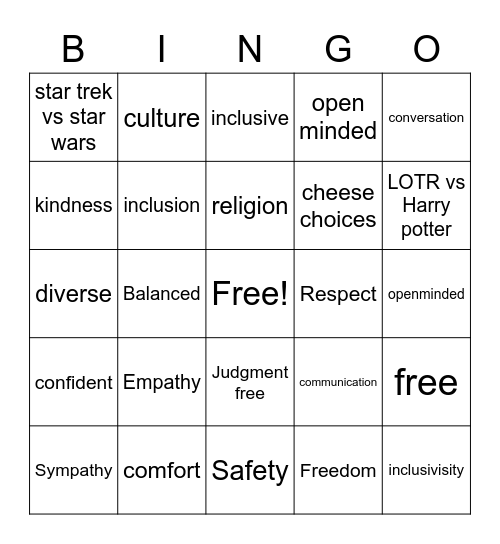 DE&I Day Bing Bingo Card