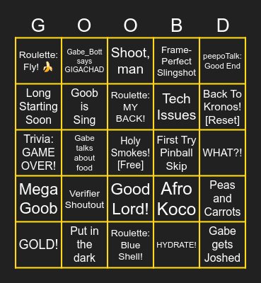 Goob'd BINGO! Bingo Card