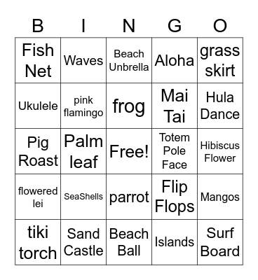 LUAU Bingo Card