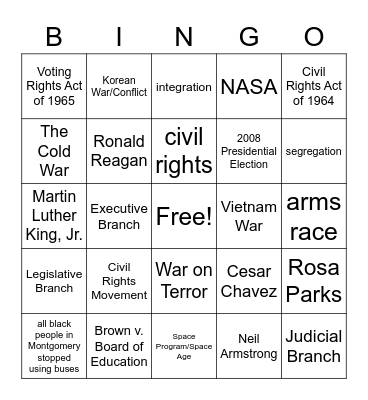 Unit 10 Review | Bingo Card