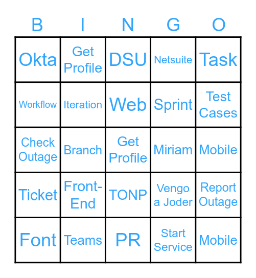 WTCR CORE Team Building Bingo Card