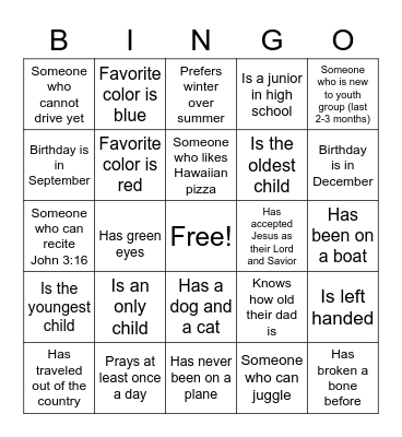 Find the Guest Bingo Card