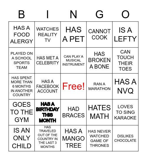 NTPD BINGO Card