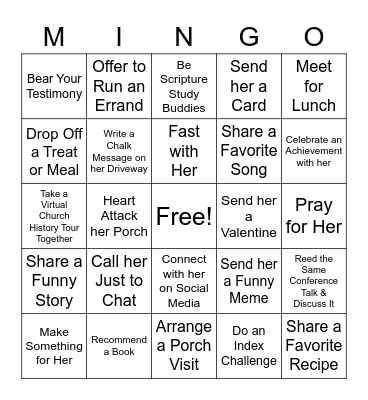 Ministering Bingo Card