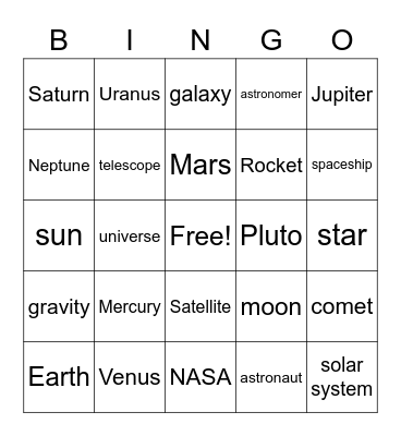 Space Bingo Card