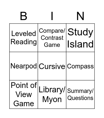 Reading NBI Bingo Card