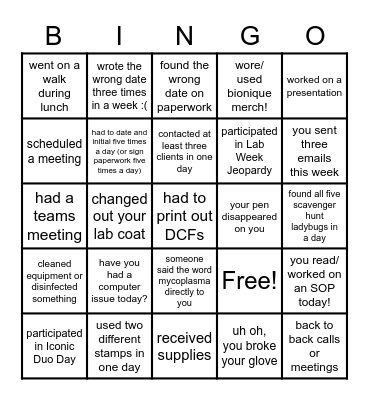 quality Bingo Card