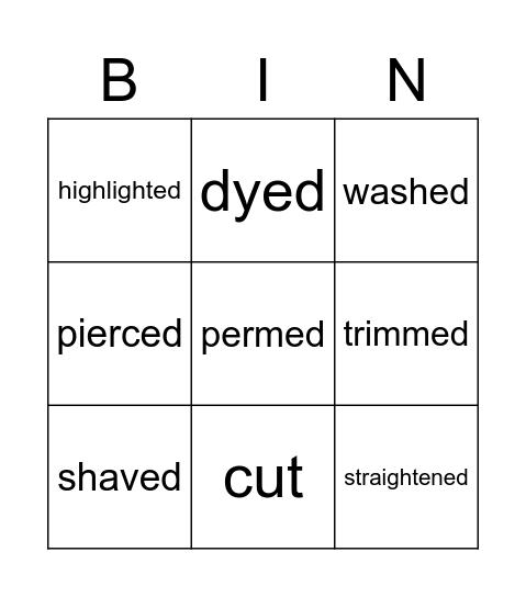 A makeover Bingo Card