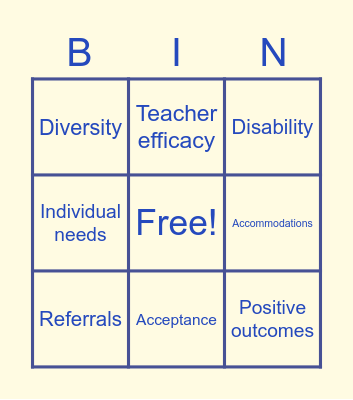 AccessedEd Bingo Card