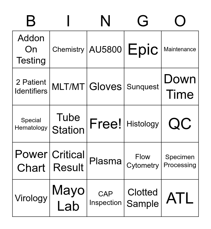 LAB WEEK BINGO Card